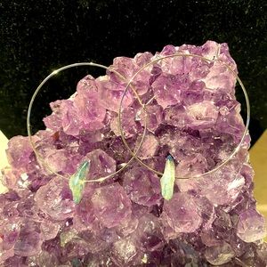 14k white gold filled mystic crystal hoops